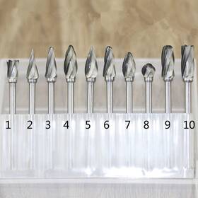 3849200 Luo Ke 10 Pcs Tungsten Carbide Burr Set - 1/8ftft Shank Large Single Blade Cutt