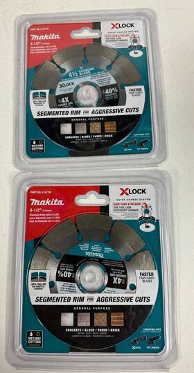 E-07191 Makita U.s.a. Inc. Lot Of 2 X-lock Segmented Diamond Blade For Masonry Cutting 4-1/2 Inch