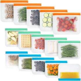 Mhsecofriendly 070000172453 Reusable Freezer Bags 15-pack M L And Xl Ziplock Bpa Free