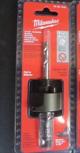 49-56-7240 Milwaukee 045242225804 Hole Saw Large Arbor 7/16 Inch Q/c Ergo Grip