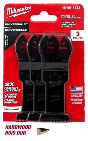 48-90-113 Milwaukee 045242571628 Universal Fit Oscillating Multi Tool Blade Hardwood 3 Pack