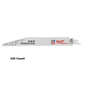 48-01-7706 Milwaukee 100 Count 9 In. 8 Tpi The Wrecker Sawzall Blade