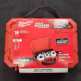 49-22-4030 Milwaukee 40-22-4030 New Open Box 16 Piece Bi-metal Hole Saw Kit