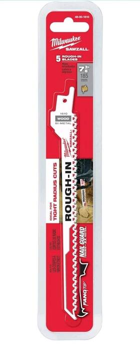 48-00-1610 Milwaukee Sawzall Rough-in Blades 5 Pk 7 3/8 Inch