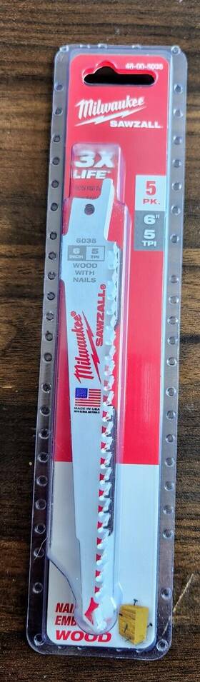 48-00-5035 Milwaukee 5 Pack Super Sawzall Blade 6 Teeth Per Inch 6-inch Length