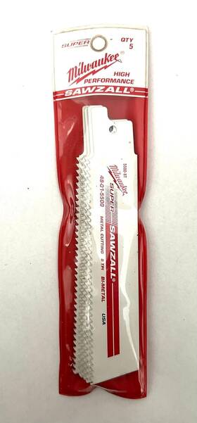48-01-5500 Milwaukee Super Sawzall 5 Pack Metal Cutting 8 Tpi 5-1/2 Inch Bi-metal