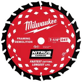 48-40-0750 Milwaukee 7-1/4 Inch 24t Nitrus Carbide Framing Circular Saw Blade
