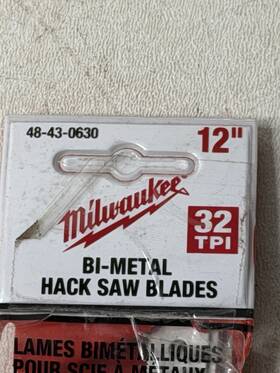 48-43-0630 Milwaukee Hacksaw Blade 12 Inch 1/2 Bi-metal 32 Tpi 10 Blades Per Pkg