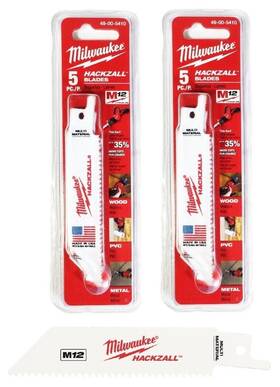 49-00-5410 Milwaukee 2 New 5-packs Multi-material 4 Inch Hackzall Blades