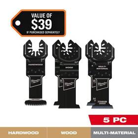 Milwaukee 49-25-1140w Open-lok Oscillating Blade Set With Japanese Hardwood 5-piece