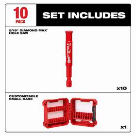 49-56-0542 Milwaukee Diamond Max 5/16 Inch Grit Hole Saw - 10 Pack