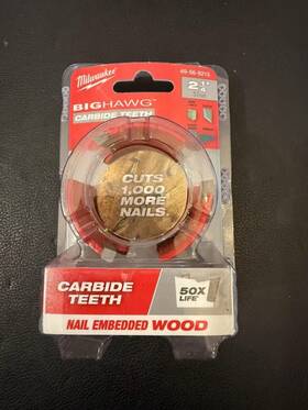 49-56-9215 Milwaukee 1 New 2-1/4 Inch Big Hawg Hole Saw With Carbide Teeth