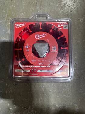 49-93-7263 Milwaukee 6 Inch Red Segmented Rim Diamond Blade For Green Concrete