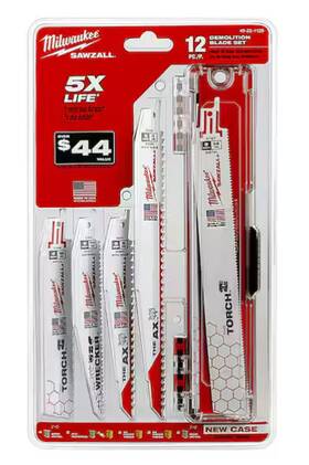 Milwaukee49-22-1129 Milwaukee 49221129 Sawzall Reciprocating Saw Blade Set 12 Pc White