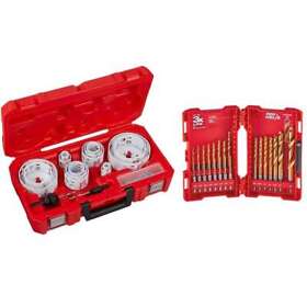49-22-4171-48-89-4631 Milwaukee Hole Saw Set And Titanium Drill Bit Hex Bi-metal 44-piece