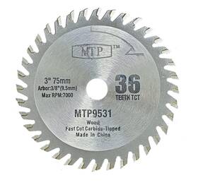 Mtp 445013670636 Approx 3 Inch 75mm Wood Plastic Tct 3/8 9.5mm Arbor Cutting Blade For Ryobi