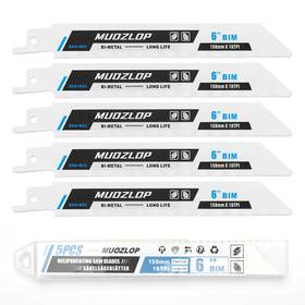 Muozlop 730967942524 5 Pack 6 Inch Reciprocating Saw Blades Set 18 Tpi High Carbon Met
