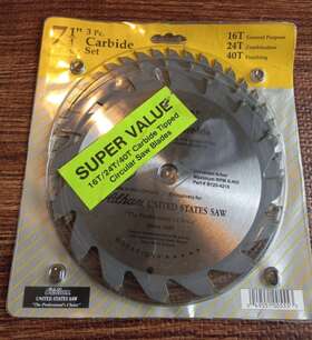 B7254216 Oldaham Oldham Saw Blade 7 1/4 Inch Carbide Set.16t 24t 40t Set Of 3 Nib