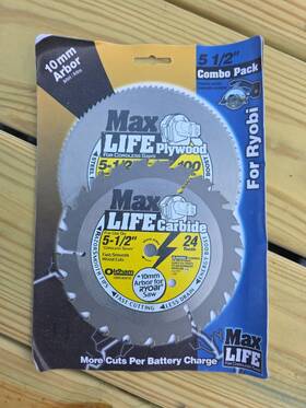 Oldham 049551002828 Two 5 1/2 Combo Circular Saw Blades 100 Tooth Plywood And 24 Carbide
