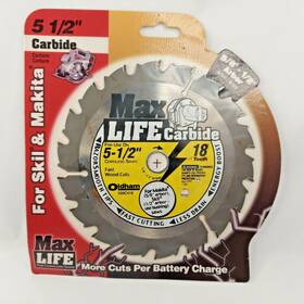 Oldham Max Life 049551010472 Carbide 5-1/2 In 18 Tooth Atb Cordless Saw Blade New