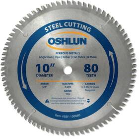 Sbf-100080 Oshlun 10in 80-tooth Steel Cutting Circular Saw Blade