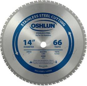 Sbfs-140066 Oshlun 14in 66-tooth Stainless Steel Cutting Circular Saw Blade