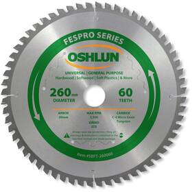Sbft-260060 Oshlun 260mm 60 Tooth Fespro General Purpose Atb Saw Bl... Fast Ship