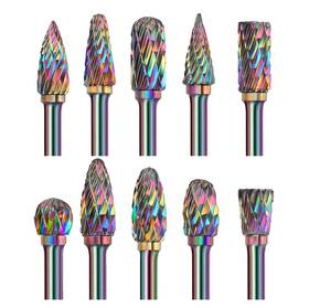 Pr0-8b109 Plusroc Double Cut Tungsten Carbide Rotary Burr Set With Dlc Coatings 10 Pcs