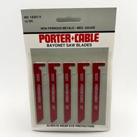 12331-5 Porter-cable Bayonet Saw Blades Non-ferrous Metal Medium Gauge 12331 Pkg 5
