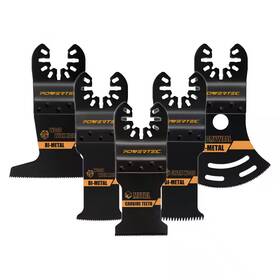 Powertec 744759743800 Oscillating Tool Blade Set 5 Piece Bi Metal Carbide Multitool Blades