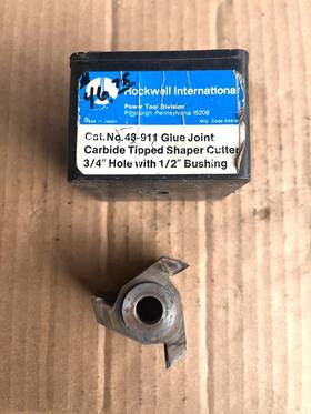 43-911 Rockwell Delta Carbide Shaper Cutter Glue Joint 3/4 Inch With 1/2 Bushing