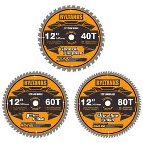 Rex-12-3 Ryltanks 12 Inch Miter Saw Blade 1 Arbor 40t For General Purpose&60t Fine Finis