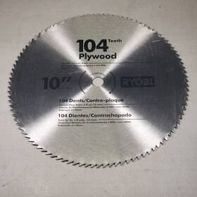 588614000 Ryobi 10 Inch 104 Tooth Plywood Saw Blade - Fits 5/8 Arbor Nob