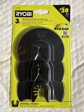 A24304 Ryobi Wood/drywall Flush Cut Blade Set. 3 Pack