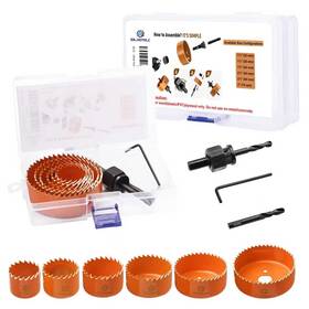 Zk-001 Sajhotelc 9-piece Hole Saw Kit 1-1/4 Inch To 3 / 32-76mm With Mandrels Arbor Gloves And