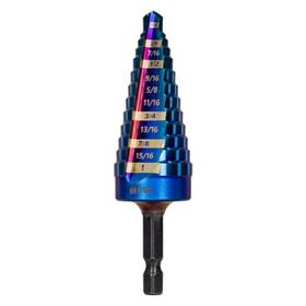 19071 Spyder 1/4 Inch To 1 Hex Shank 13 Step Drill Bit Stinger Mach-blue