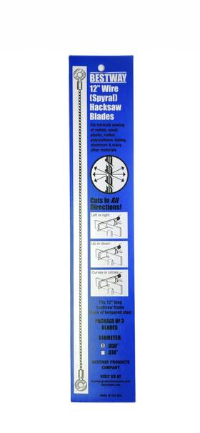 Spyral 850026375077 Round Hacksaw Blades 3 Pcs - Cuts In All Directions 12 Inch Long .050