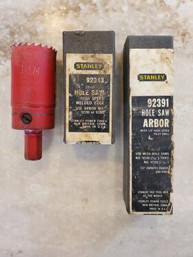 92343 Stanley 92390 Vtg. 92391 Hole Saw Arbor Lots - Original Boxes Lot Of 3 See Pics