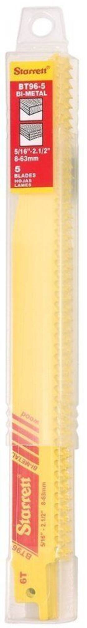 Bt96-5 Starrett 5-pack 9 Inch X 3/4 6 Tpi Fast Cut Tapered Reciprocating Blades