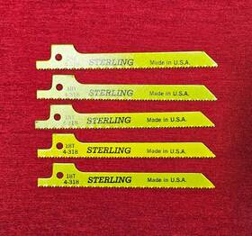 4-318 Sterling Vintage 3.5 Inch 18t Recip Saw Blades Hss Usa Made Lot Of 5 - New
