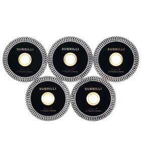Subrilli 784117877228 3-inch Super Thin Diamond Saw Blades 5-pcs For Granite Marble Ceramics Porcel