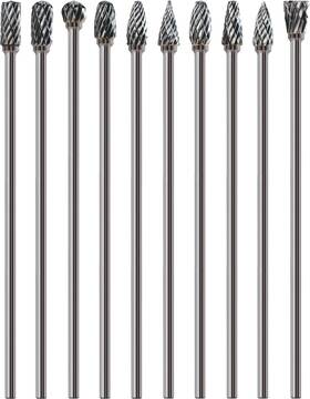 10xtc Sworker 10pcs Long Carbide Burr Set 1/8 Inch Shank Total L 4.4 Compatible With Dremel Di