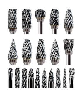 Cbs-4 Sworker 20 Pcs Carbide Burr Bits 1/8 Inch Shank Compatible With Dremel Milwaukee Metal Gr
