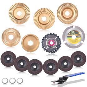 A341 Tchrules 13pcs Wood Carving Disc Set For 4 Inch Or 1/2 Angle Grinder Stump Tool Grindi
