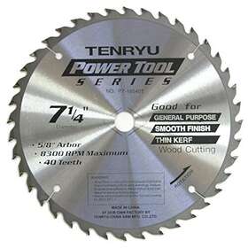 Pt-18540-t Tenryu 609778100655 7-1/4 Inch Carbide Tipped Saw Blade 40 Tooth Atb Grind - 5/8 Ko Arbo