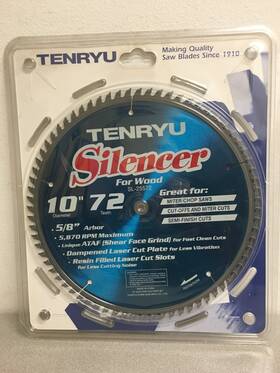 Sl-25572 Tenryu Silencer 10 Inch D X 5/8 Ptfe Coated Saw Blade 72 Teeth 1 Pc #sl-25572