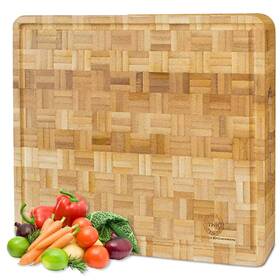 Synchkg066724 Top Notch Kitchenware Small End Grain Bamboo Cutting Board Professional Butcher Block Non-slip