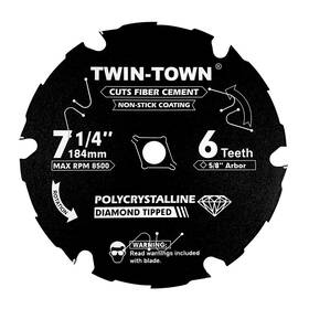 Pcdt71406 Twin-town 7-1/4 Inch 6 Tooth Polycrystalline Diamond Tipped Pcd Hardie Fibe