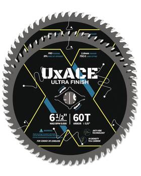 0660uf-2 Uxace 6-1/2-inch 60-tooth Circular Saw Blade With 5/8-inch Arbor Ultra Finish Wood