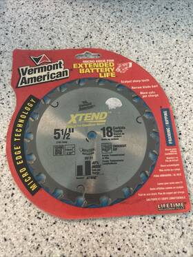 Vermont American 045325261217 18 Carbide Teeth 5 1/2 Inch Xtend Blade For Cordless Saws